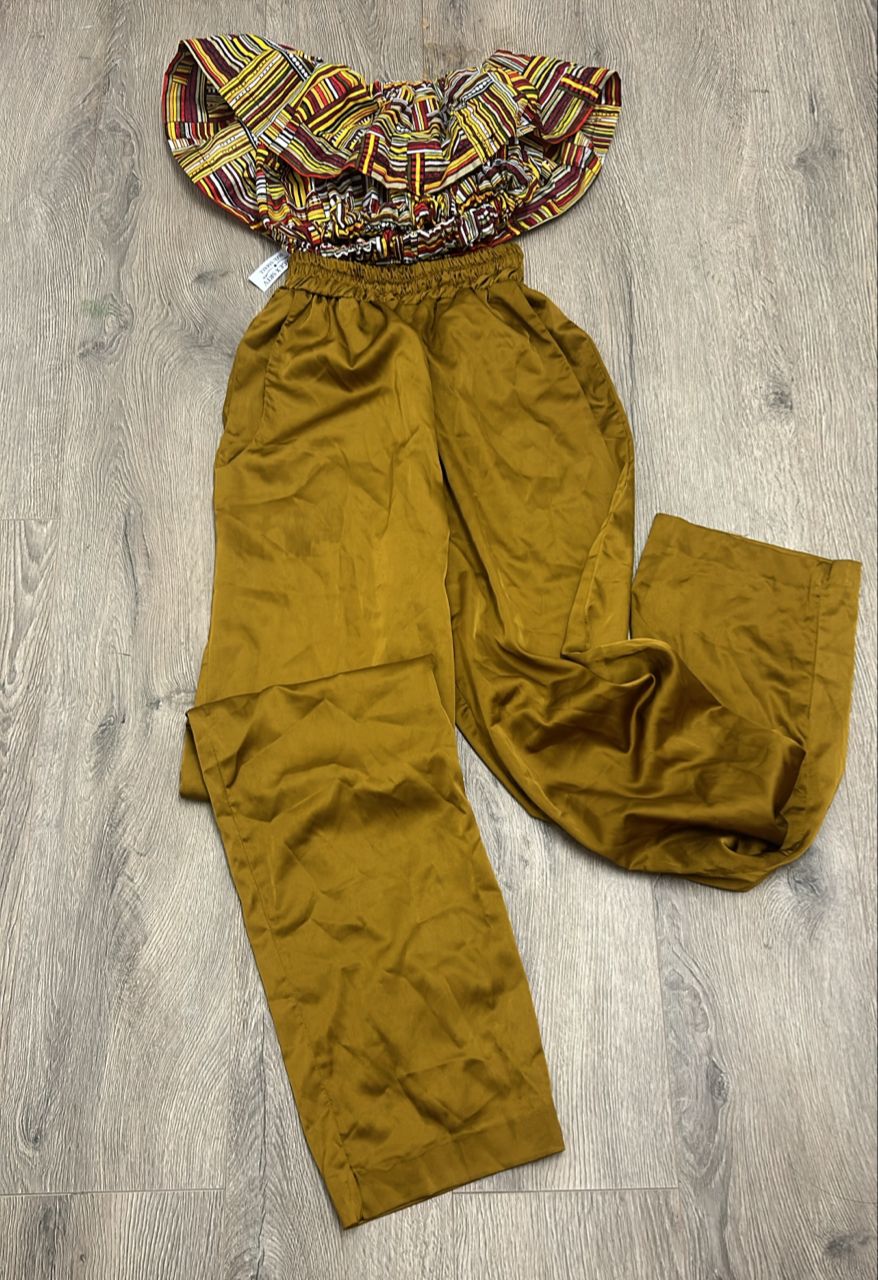 Classy Ankara Crop Top & Crepe Palazzo High Waist Trouser