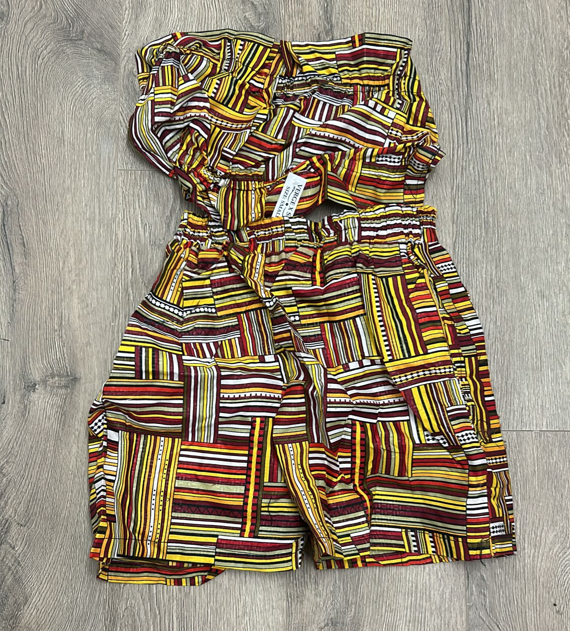 Elegant Ankara Two Piece, Strapless Cross Open Back