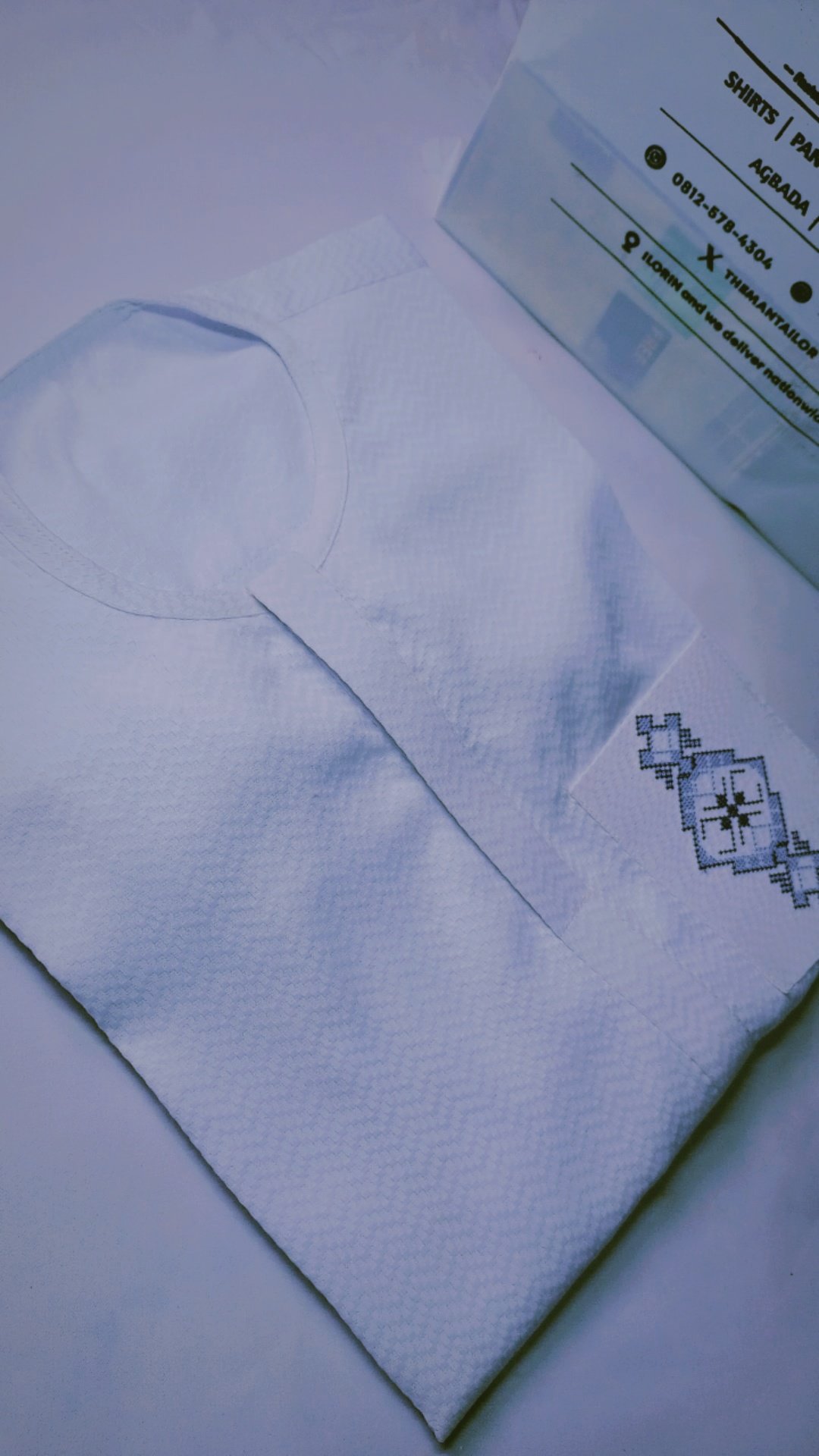 White monogrammed kaftan