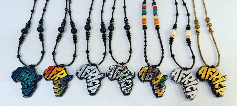 Afro Necklace Set African Map - Multi Color